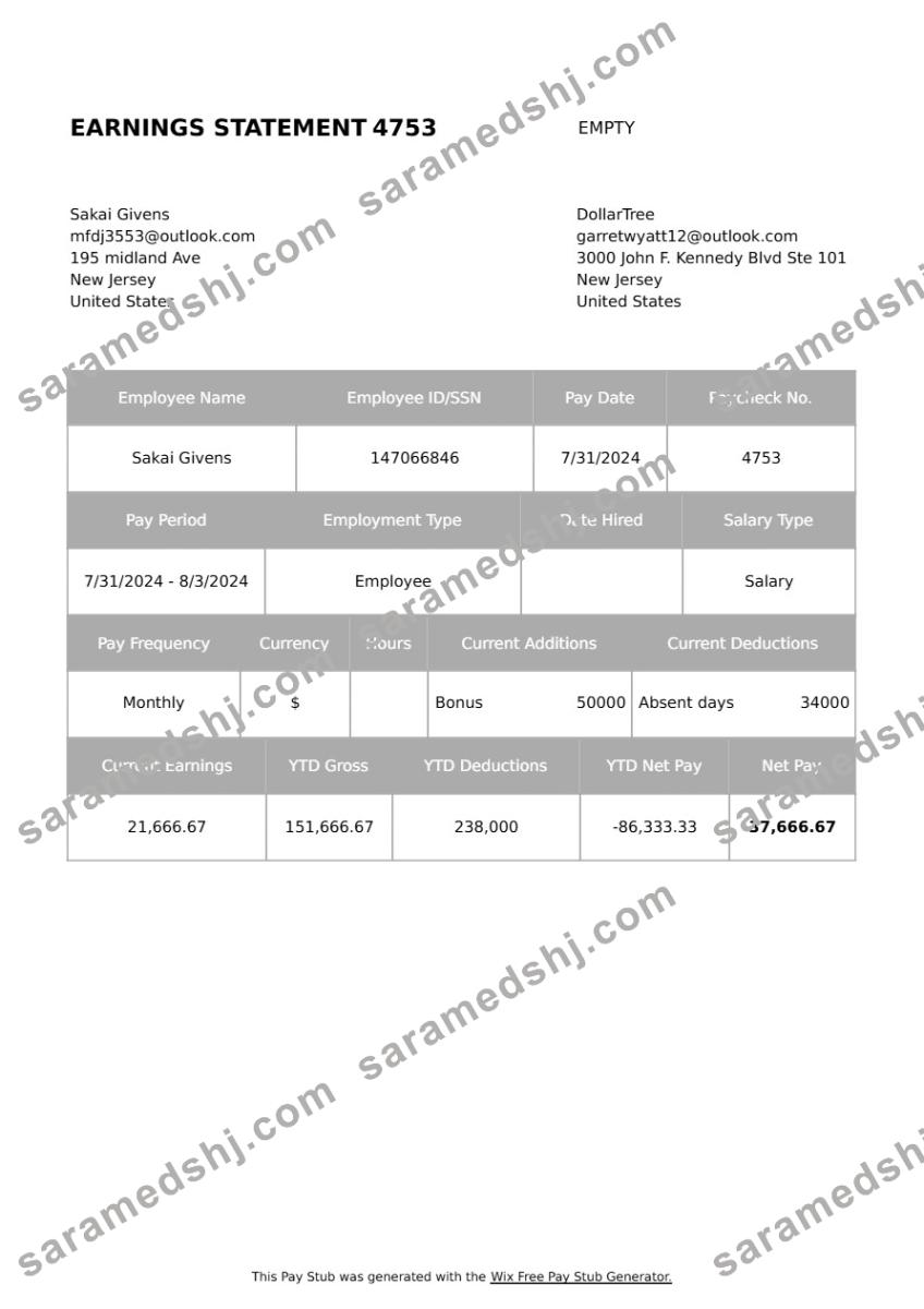 DollarTree earning statement template in Word and PDF formats.pdf, 1
